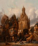 Henry Schafer (1854-1915) British, 'Bruges' and 'Fecamp', a pair of continental town scenes, oil