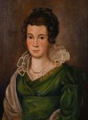 Early 20th century British school, a portrait of a Lady in early costume, oil on canvas, 23