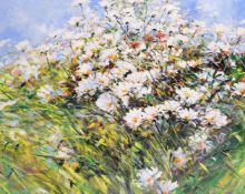 Carl Scanes (b. 1964) A Study of daisies and other wildflowers in a landscape, oil on canvas,