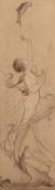 An art nouveau etching of a mermaid with a fish, indistinctly signed in pencil, 7.5