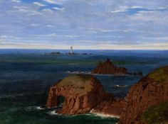 J. Evans (Early 20th century school) British, a scene of Land's End, oil on canvas, signed with