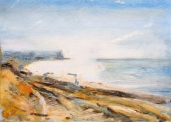 John Scarland (20th century) British, A coastal view, oil on board, signed 9.5