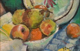 F. Livingstone (20th century) A Pair of still life paintings of mixed fruit, oil on board, each