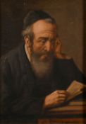 Carl Ostersetzer (1850-1914) Austrian, 'Rabbi with a Prayer Book', Oil on canvas, signed, 8.5