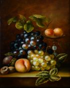 R. Casper (20th century), a pair of still life paintings of mixed fruit, oil on board, each 10