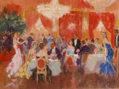 Edward Cucuel (1875-1954) American, Figures in a nightclub, watercolour, signed, 7.25