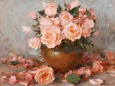 Sergei Sviridov (b.1964) Russian, 'Pink Roses', oil on board, 13