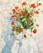 Yusif Tali (b.1960) Russian, 'Wildflowers And Butterfly', signed oil on board, 16