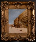 Paul Vernon (1796-1875) French, a scene of Venice with figures in a crowded Square, oil on panel,