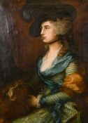 19th century English school, a portrait of a seated lady in a fine hat, oil on canvas, 29