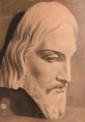 Danish School (mid 20th century), Study after an antique portrait bust cast, chalk on paper,