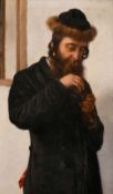 19th/20th century school, study of a rabbi opening a small box, oil on panel, 9.25