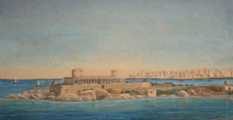 W.Hartman (20th century) Maltese, a view of Dragonora Casino Malta, signed and dated and inscribed