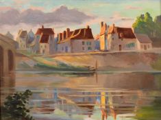 Esther Barbara Nicloux Kerr (1861-1950) British, 'The River, Amboise', oil on board, signed and