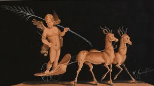 N. Squitieri (19th Century) Italian School, A pair of scenes of putti, gouache, signed, one 3.25