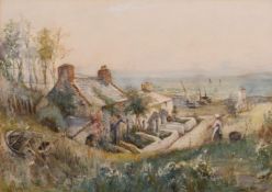 Joseph Hughes Clayton (1870-1930) British. Cottages by the Sea, Watercolour, Signed, 14