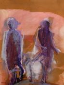 Orjan Wikstorm (B.1948) Sweden, head study of two figures, mixed media, signed in pencil, 15