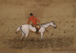 A pair of humorous 19th century pastel studies of huntsmen, each 10