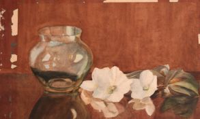 Helen Loughridge (20th Century) 'Christmas Roses' A still life of flowers by a vase, watercolour,