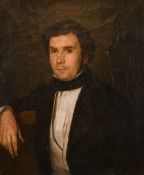 19th century continental school, A half-length portrait of a seated gentleman, oil on canvas 18