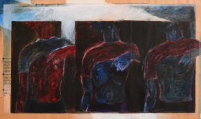 Anwar Saeed (20th/21st century) Pakistan, A study of three male figures, mixed media, signed and