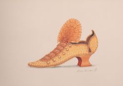 After Fiona Saunders, A pair of lithographs of shoes, signed in pencil and numbered 88/100, each 11