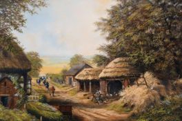 Attributed to Gordon Lees. A Farmyard Scene, Watercolour, Signed Gordon. 13