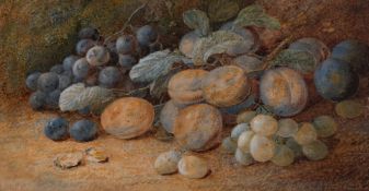 Vincent Clare (1855-1925) British, A still life of mixed fruit in a naturalistic setting,