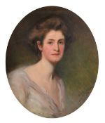 John St Helier Lander (1868-1944) Channel Islands, a bust length study of an elegant lady, oil on