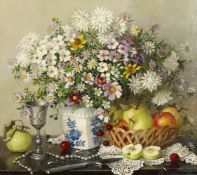 Lidya Datsenko (b.1958) Russian, 'Flowers And Apples', signed oil on canvas, 15.75