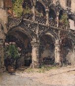 Luigi Kasimir (1888-1962) Austro-Hungarian, 'Kornmesserhaus in Bruck', colour etching signed in