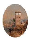 Thomas Miles Richardson II (1813-1890) British, 'An Italian Village scene', watercolour, signed with