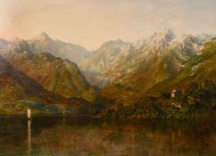 H. Tiffin (19th century) British, 'The Lake of Como', oil on panel, inscribed verso, 18