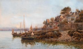Walter Stuart Lloyd (fl. 1875-1929) British, 'Appledore, North Devon', Boats in a Harbour, with