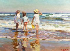 Yuri Krotov (b.1964) Russian, 'Watching The Waves', signed oil on canvas 21.5