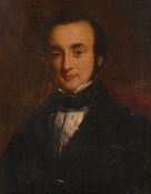 19th century English school, a half-length portrait of a gentleman, oil on board, in a fine carved