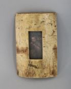AN 18TH CENTURY DOMED BONE PICTURE FRAME with a portrait. 5ins x 3ins.
