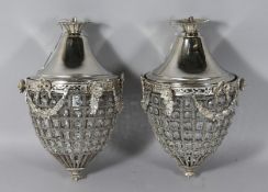 A SMALL PAIR OF PINEAPPLE BEAD LIGHTS. 15ins long.