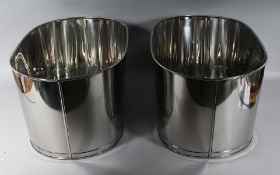A LARGE PAIR OF BOLLINGER OVAL WINE COOLERS. 25ins long x 13ins high.