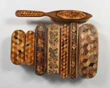 A COLLECTION OF EIGHT VARIOUS TUNBRIDGE BRUSHES.