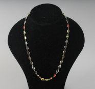 A SUPERB 18CT GOLD, CITRINE, AMETHYST AND PERIDOT GEM NECKLACE.