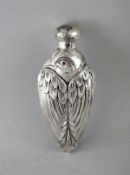A HEAVY SILVER BIRD SCENT BOTTLE. 3ins.
