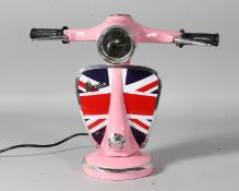 A PINK VESPA LAMP. 13ins high.