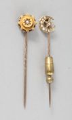 TWO GOLD TIE PINS.