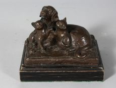 A BRONZE GROUP, DOG AND PUPPIES 6.5ins.