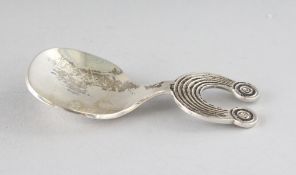 A 1973 IRISH DUBLIN SILVER CADDY SPOON. Maker: O.C.