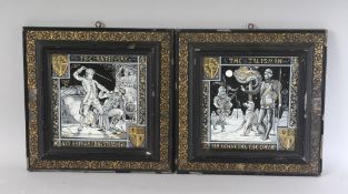 A PAIR OF FRAMED TILES 