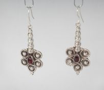A PAIR OF SILVER DROP EARRINGS.