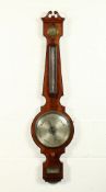 A GEORGE III MAHOGANY WHEEL BAROMETER by KEMP & CO., EDINBURGH. 40ins high.