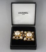 A GOOD PAIR OF CHANEL PEARL EAR CLIPS.